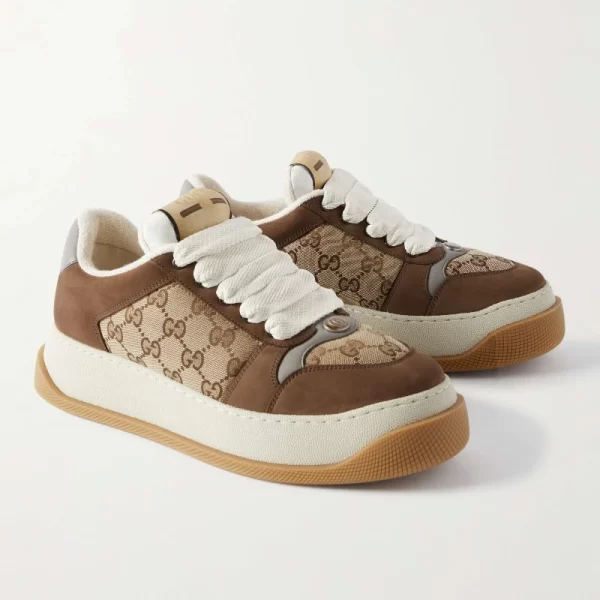 Gucci Screener GG Supreme sneakers,Screener Monogrammed Canvas, Suede and Leather Sneakers,Beige  1 - Image 3