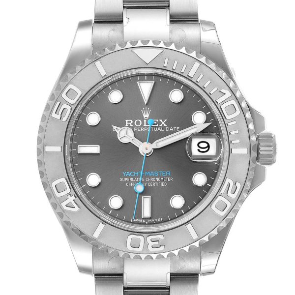 All photos are of the actual watch in stock Rolex Yachtmaster Midsize 37 Steel Platinum Mens Watch 268622 Unworn - Image 3