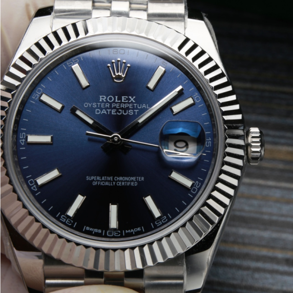 Rolex Datejust 41 NEW 2023 Blue Index Stick Dial Fluted Bezel Stainless Steel Jubilee Bracelet - Image 6