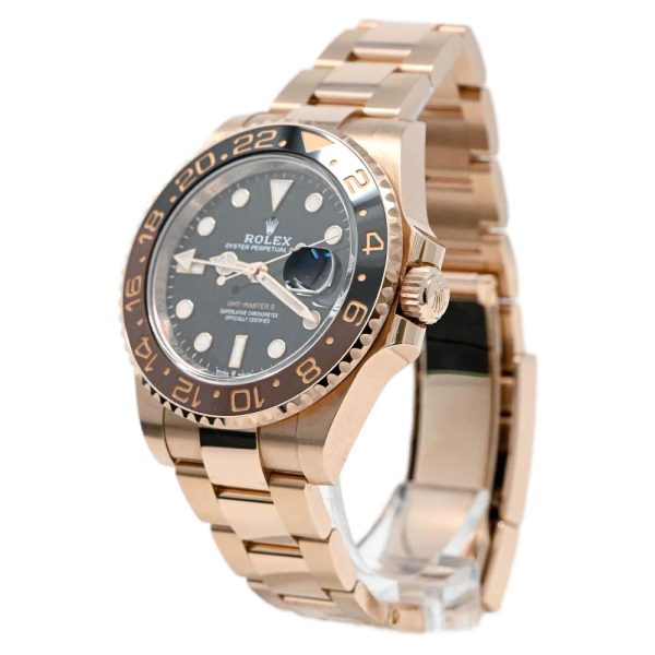 Rolex Mens GMT Master II "Rootbeer" 40mm Rose Gold Black Dot Dial Watch Reference# 126715CHNR - Image 2