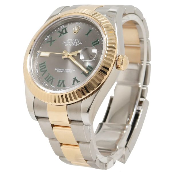 Rolex Datejust TT Stainless Steel & Yellow Gold 41mm Grey Roman Dial Watch Reference#: 116333