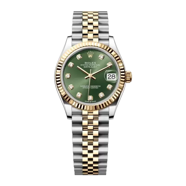 Rolex Datejust 31 Green Diamond Dial with Two Tone Jubilee Bracelet & Fluted Bezel