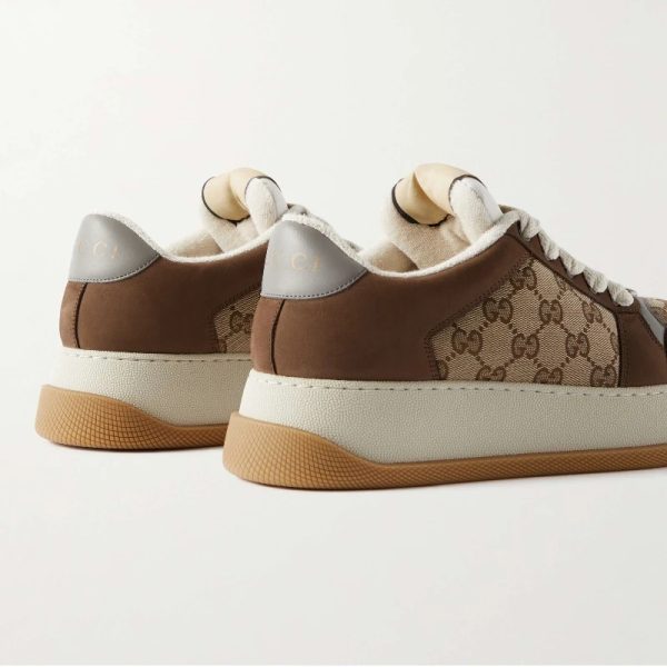 Gucci Screener GG Supreme sneakers,Screener Monogrammed Canvas, Suede and Leather Sneakers,Beige  1 - Image 5