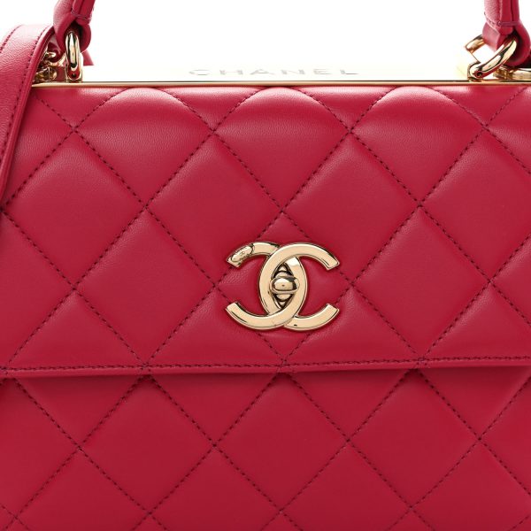 Chanel Lambskin Quilted Small Trendy CC Dual Handle Bag Dark Pink - Image 4