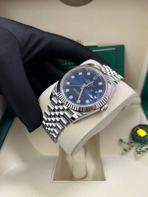 Rolex Datejust 41 Fluted Bezel Blue Diamond Dial Jubilee Bracelet 126334 - Image 7