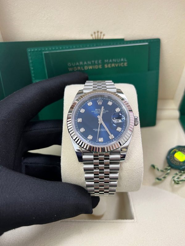 Rolex Datejust 41 Fluted Bezel Blue Diamond Dial Jubilee Bracelet 126334 - Image 6