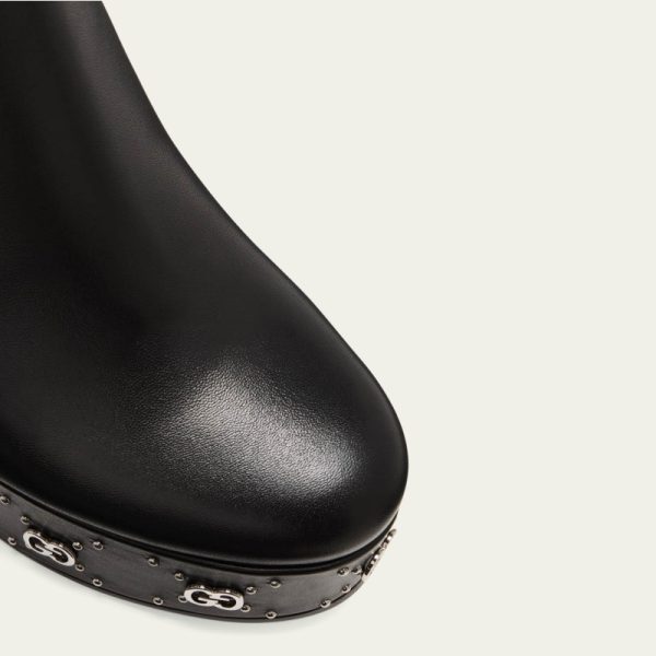 Janaya Leather GG Stud Platform Booties - Image 5