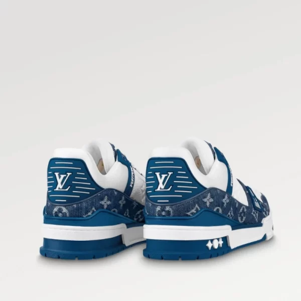 Louis Vuitton LV Trainer Monogram Denim White Blue - Image 3