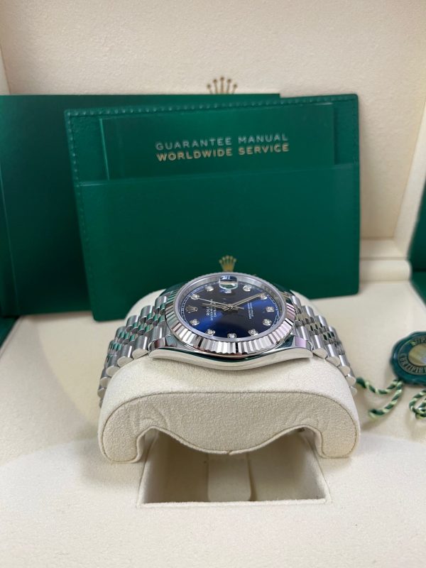 Rolex Datejust 41 Fluted Bezel Blue Diamond Dial Jubilee Bracelet 126334 - Image 4