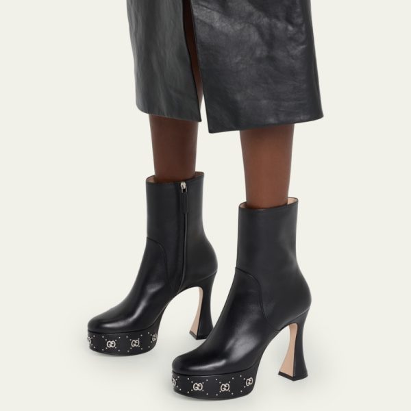 Janaya Leather GG Stud Platform Booties - Image 2