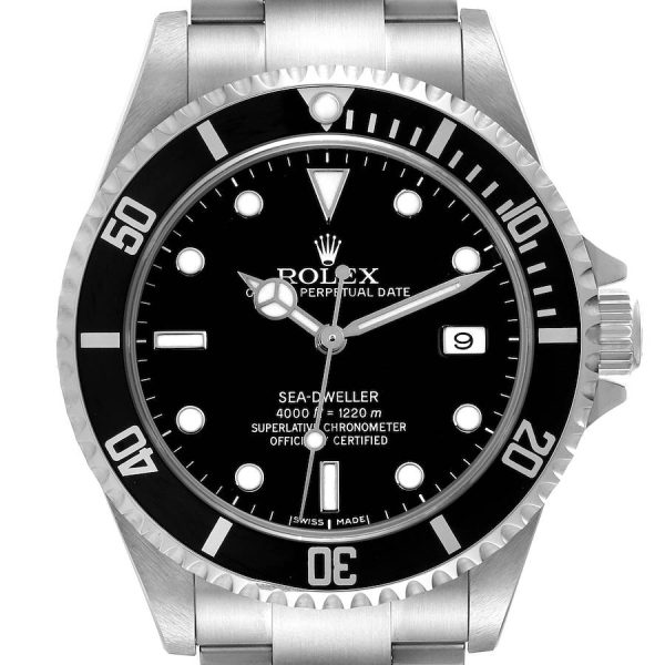Rolex Seadweller 4000 Black Dial Steel Mens Watch 16600 Box Card - Image 3