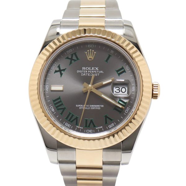 Rolex Datejust TT Stainless Steel & Yellow Gold 41mm Grey Roman Dial Watch Reference#: 116333 - Image 2
