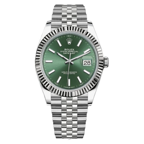 Rolex Datejust 41mm 126334-0028 Fluted Bezel, Mint Green Dial,