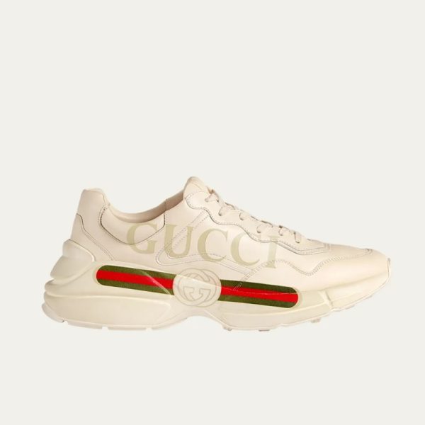 Men's Rhyton Logo Leather Sneakers