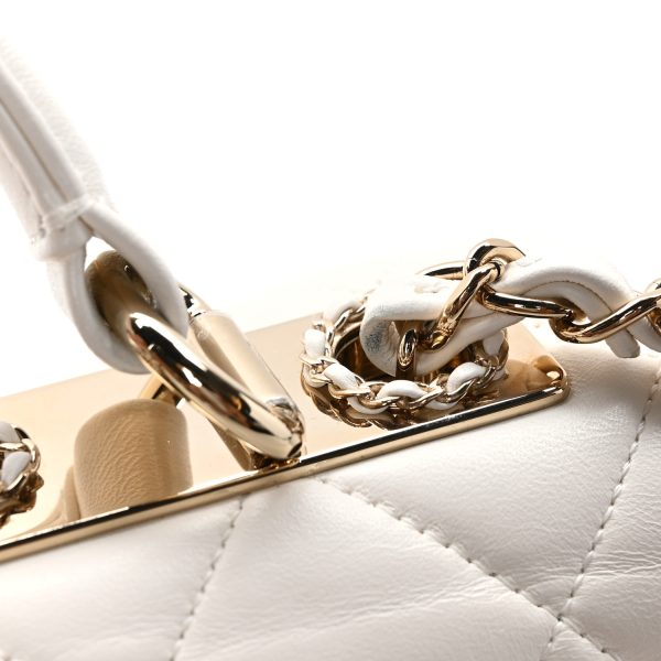 Chanel Lambskin Quilted Small Trendy Chain CC Flap Dual Handle Bag White - Image 7