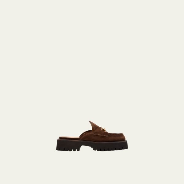GUCCI Sylke Suede Bit Loafers