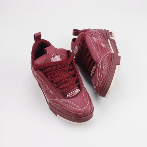 LV Black Skate Sneaker Maroon - Image 9