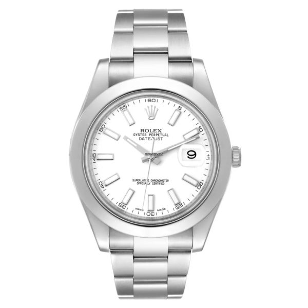 Rolex Datejust 41mm 126300 White Stick Dial Smooth Bezel PAPERS