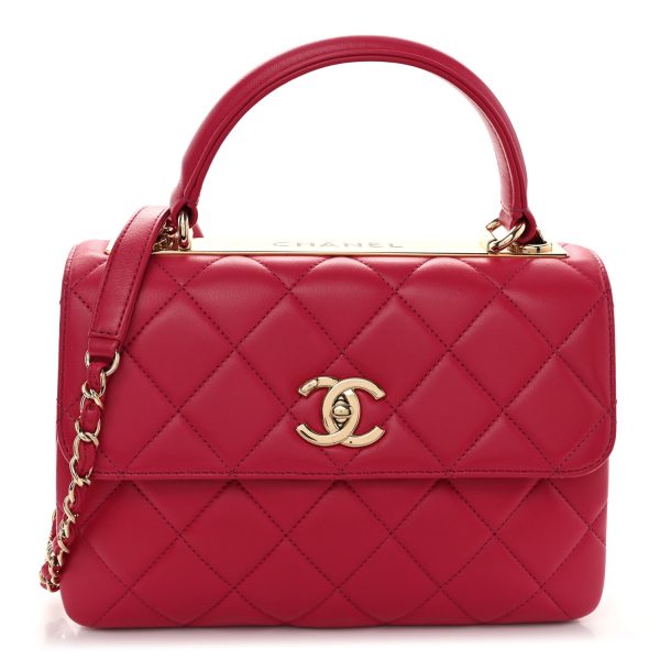 Chanel Lambskin Quilted Small Trendy CC Dual Handle Bag Dark Pink