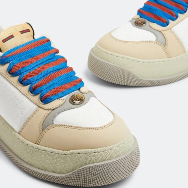 GUCCI Screener GG-canvas and leather trainers  1 - Image 4