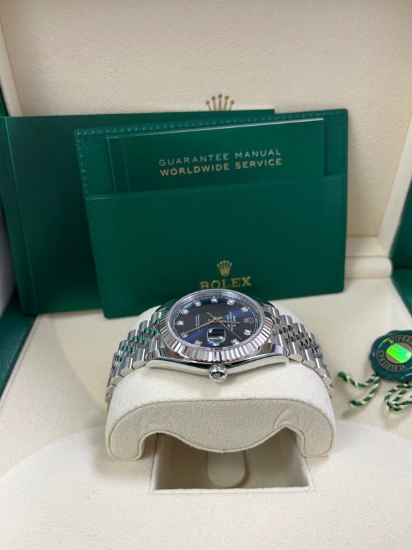 Rolex Datejust 41 Fluted Bezel Blue Diamond Dial Jubilee Bracelet 126334 - Image 3