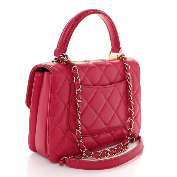 Chanel Lambskin Quilted Small Trendy CC Dual Handle Bag Dark Pink - Image 2