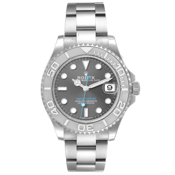 All photos are of the actual watch in stock Rolex Yachtmaster Midsize 37 Steel Platinum Mens Watch 268622 Unworn