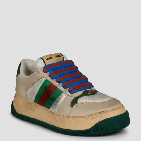 GUCCI Screener Web-stripe leather trainers  1 - Image 4