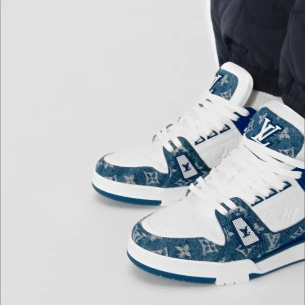 Louis Vuitton LV Trainer Monogram Denim White Blue - Image 6