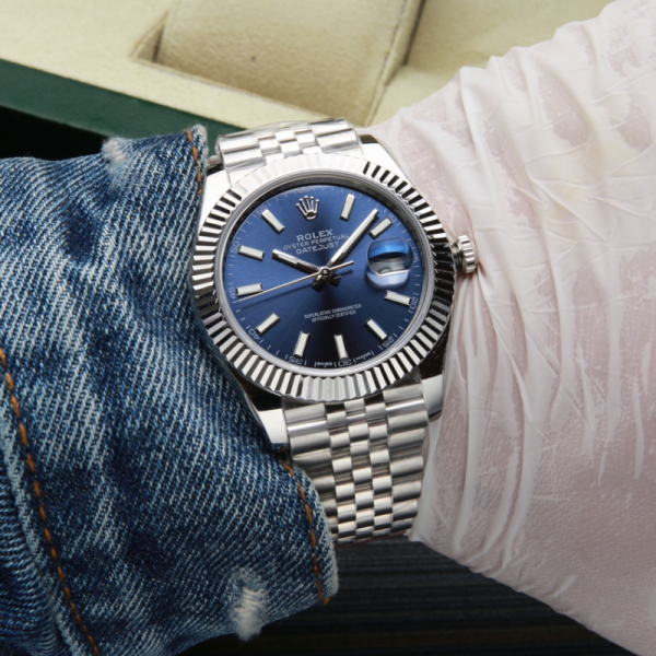 Rolex Datejust 41 NEW 2023 Blue Index Stick Dial Fluted Bezel Stainless Steel Jubilee Bracelet - Image 2