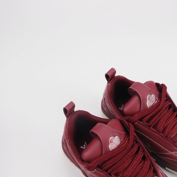 LV Black Skate Sneaker Maroon - Image 4