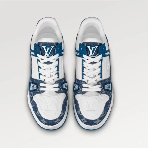 Louis Vuitton LV Trainer Monogram Denim White Blue - Image 2