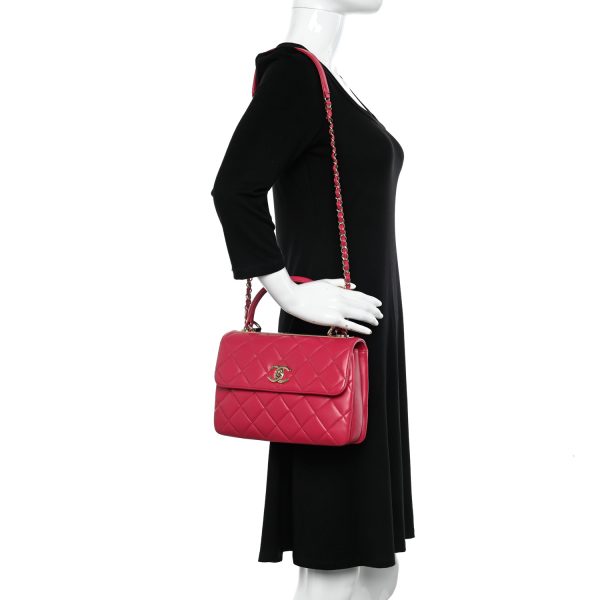 Chanel Lambskin Quilted Small Trendy CC Dual Handle Bag Dark Pink - Image 3